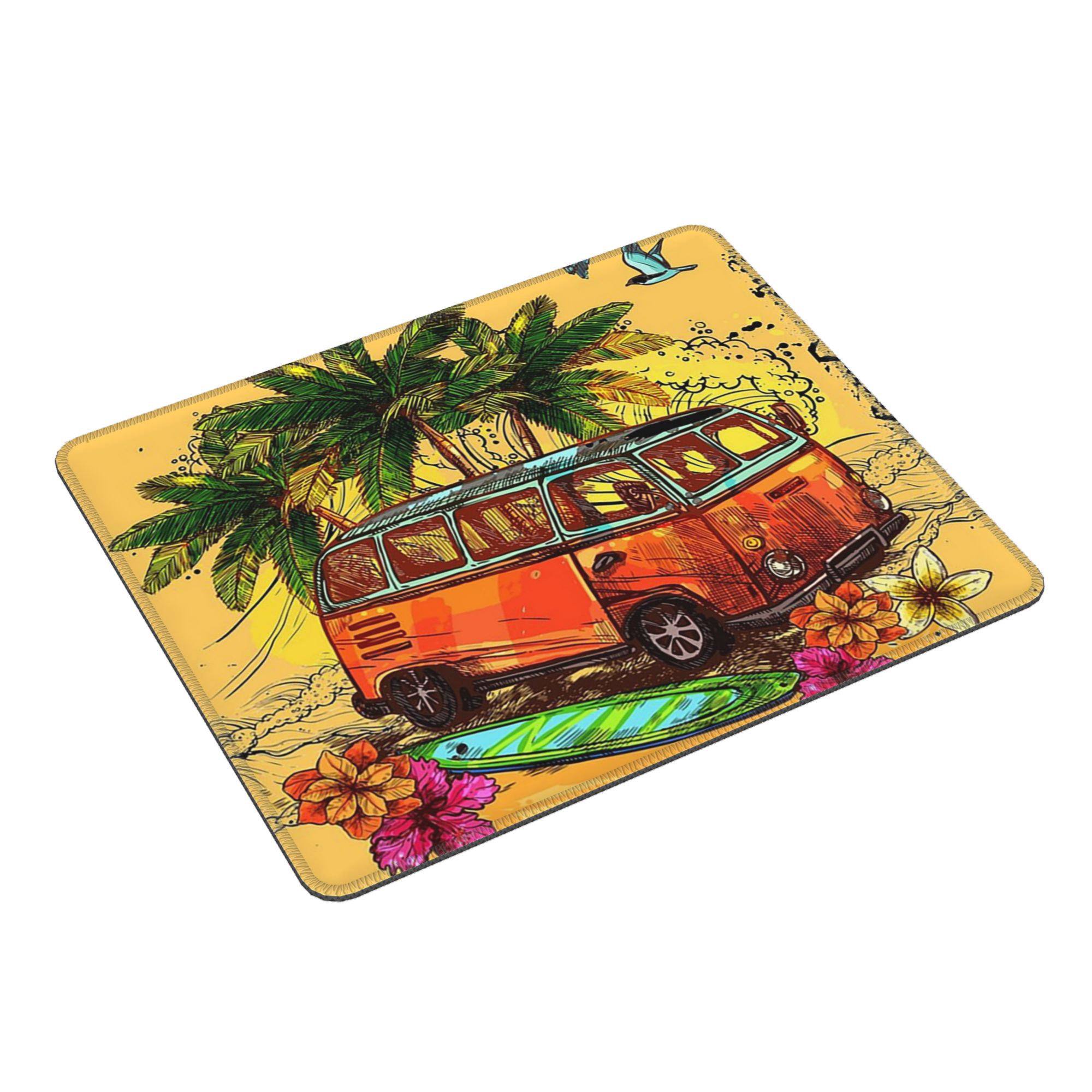 Office Table Accessories Unique - 독특한 해변 풍경과 캠핑카 마우스 패드