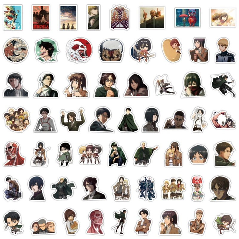 Tablet Accessories Aesthetic - 60Pcs 진격의 거인 애니메이션 스티커 귀여운