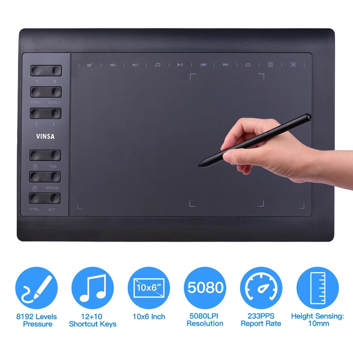 Graphic Tablet Accessories - 10x6 인치 전문 그래픽 드로잉 태블릿